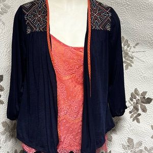 Cardigan and lace cami